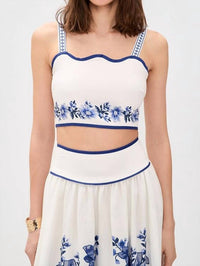 Moon River - Melissa Sleeveless Crop Floral Detail Top