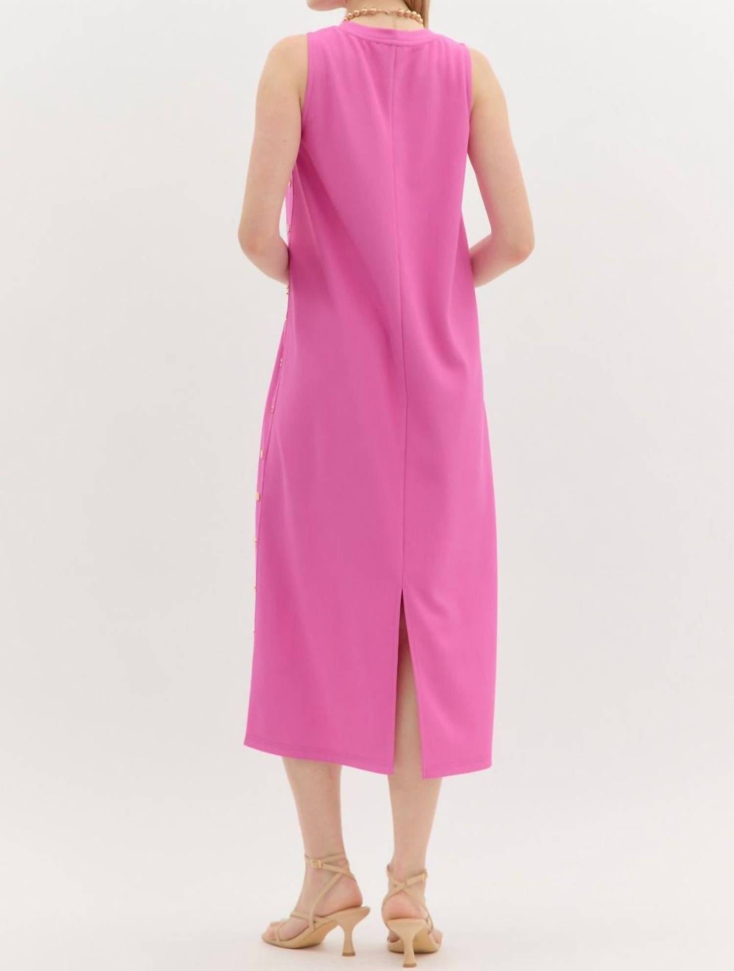 Entro - Solid Rib Textured Midi Dress