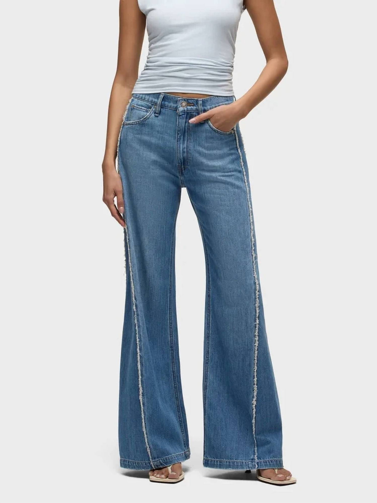 Hudson - Jodie Loose Fit Wide Leg With Frayed Seams Jeans