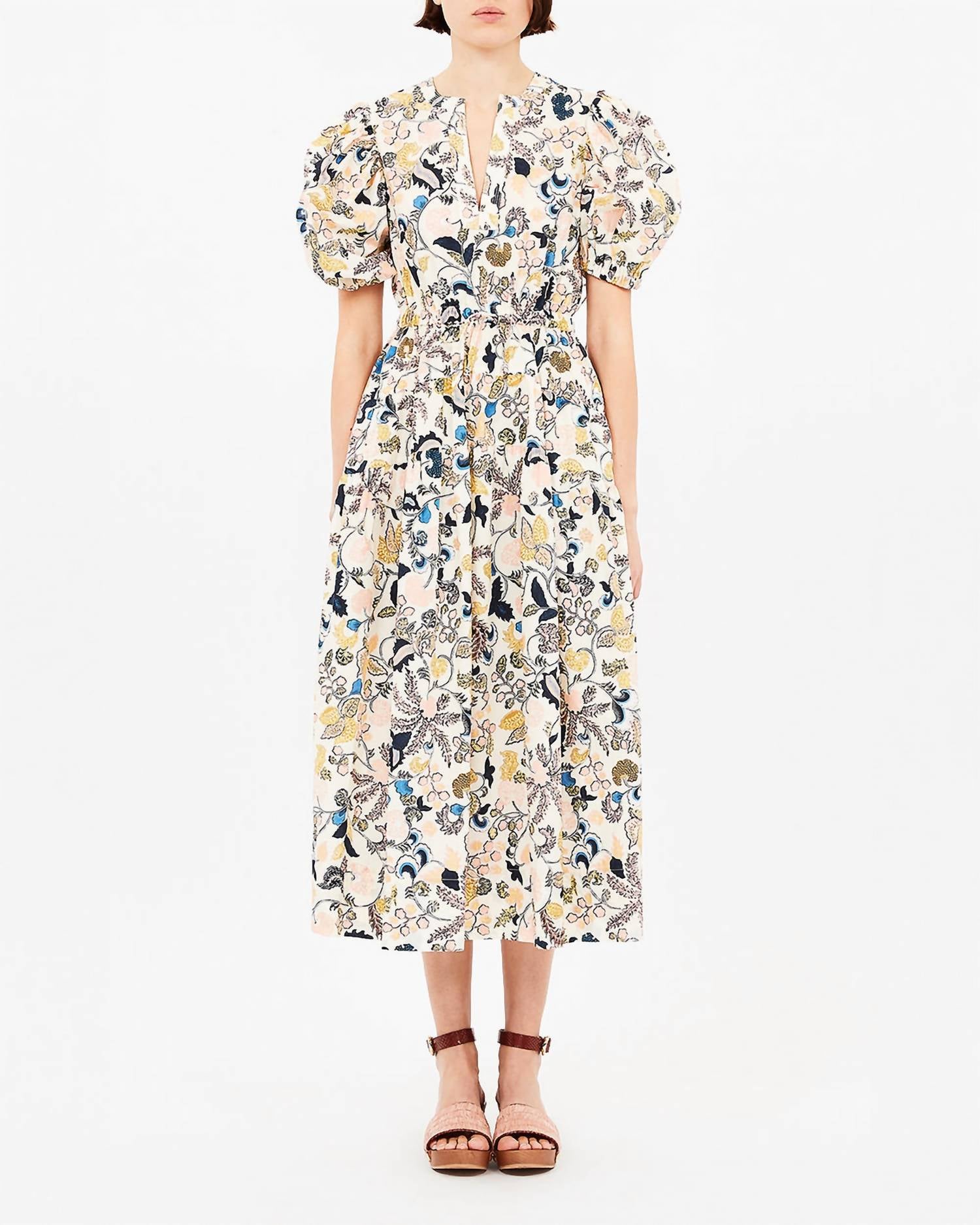 Ulla Johnson Adriana Short Sleeve Midi Dress in magnolia - women's dress
