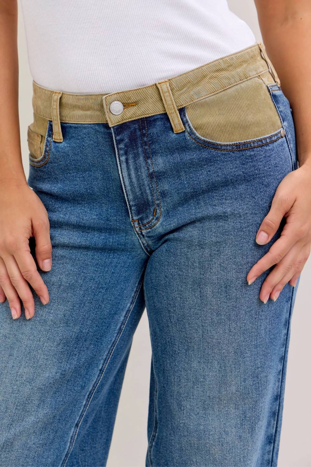 Judy Blue - Corduroy Waist Straight Leg Jeans