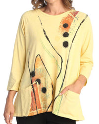 Jess & Jane - Tik Tak Mineral Washed Patch Pocket Cotton Top - Plus