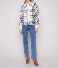 Charlie B - Short Plaid Knit Jacket