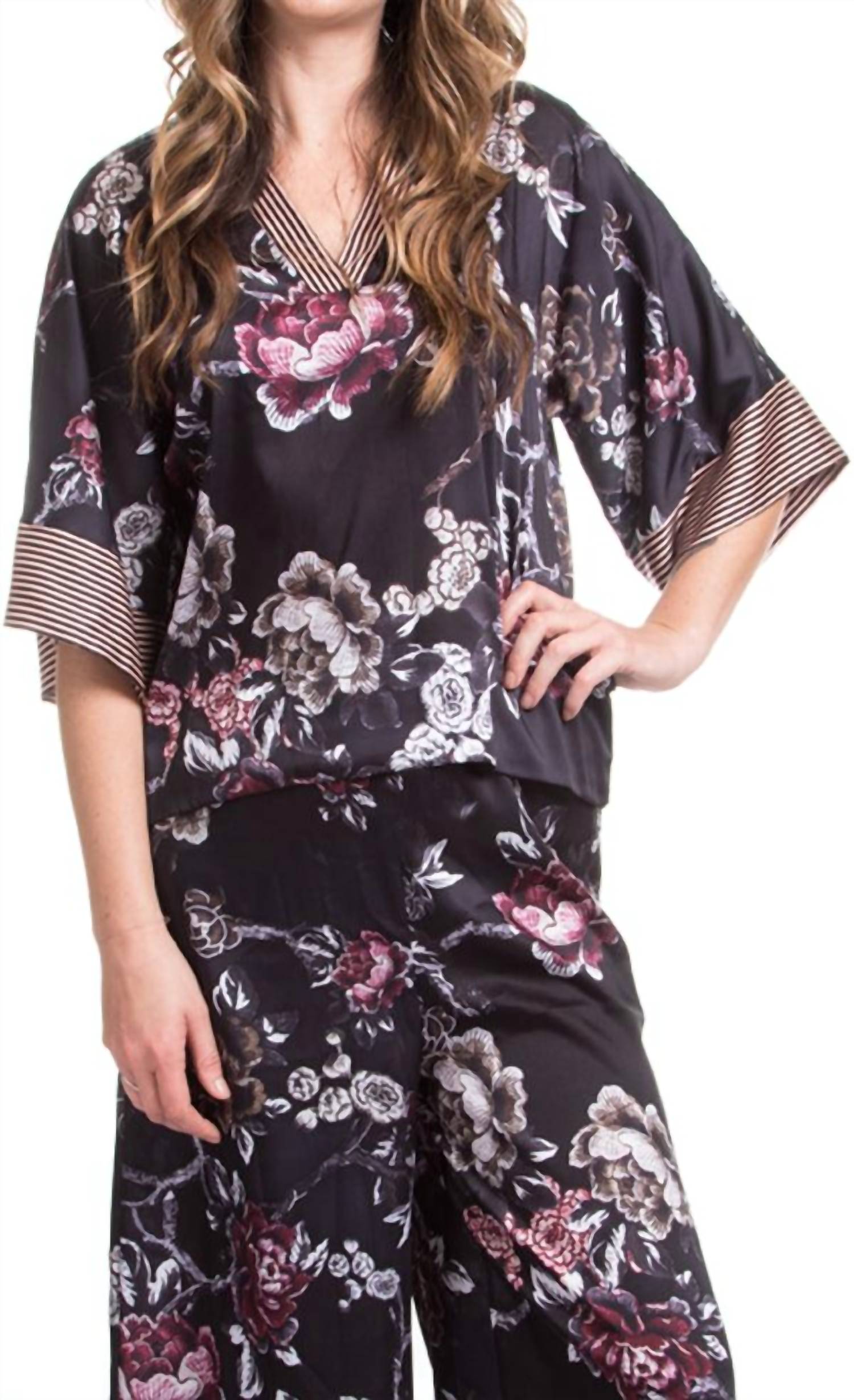 GIGI MODA Midnight Blossom Blouse in black - women's blouse