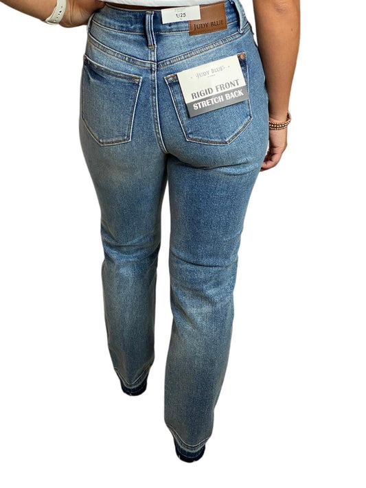 Judy Blue - Women's Mid Rise Rigid Magic Release Hem Boyfriend Jeans
