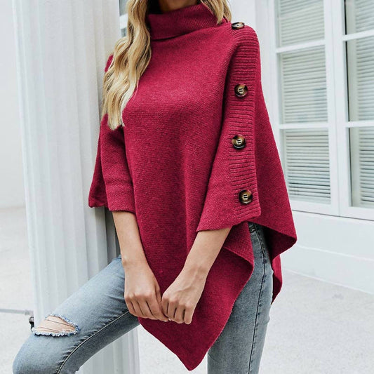 Masyal - Autumn Winter Turtleneck Shawl Sweater Coat