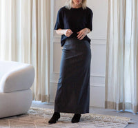 House of Dagmar Pencil Maxi Skirt in grey pinstripe - women's skirt - alternate view