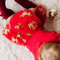 SWEET wink Reindeer Long Sleeve Tutu Bodysuit in red - kids' item - detail view