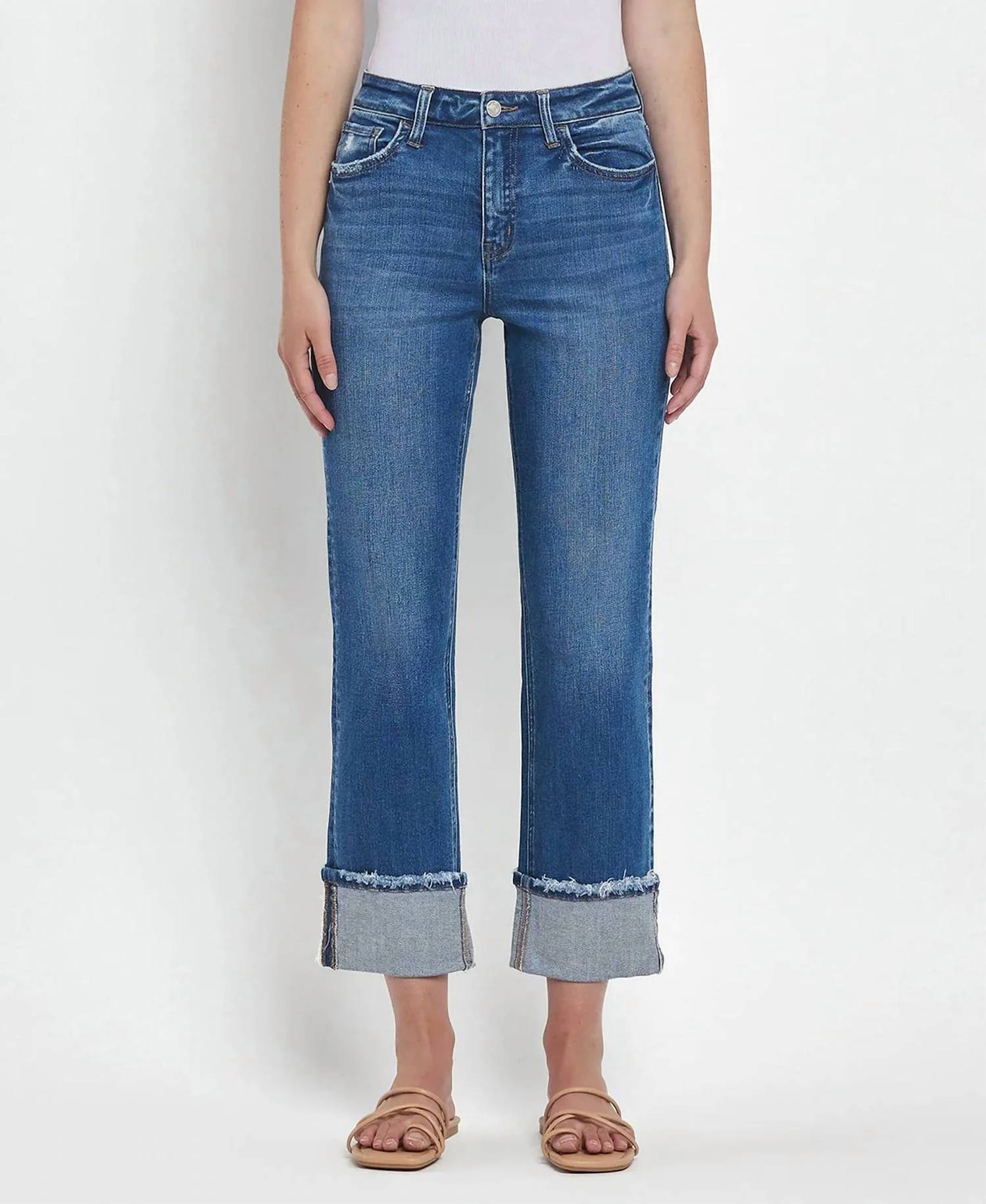 Vervet By Flying Monkey - Vennia Cuffed Straight Jeans