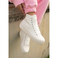 La Shoe King Women's High Top Lug Sneakers in white - women's sneaker