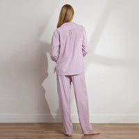 The Sleep Code Ticking Stripe Long Pj Set in berry - women's item - detail view