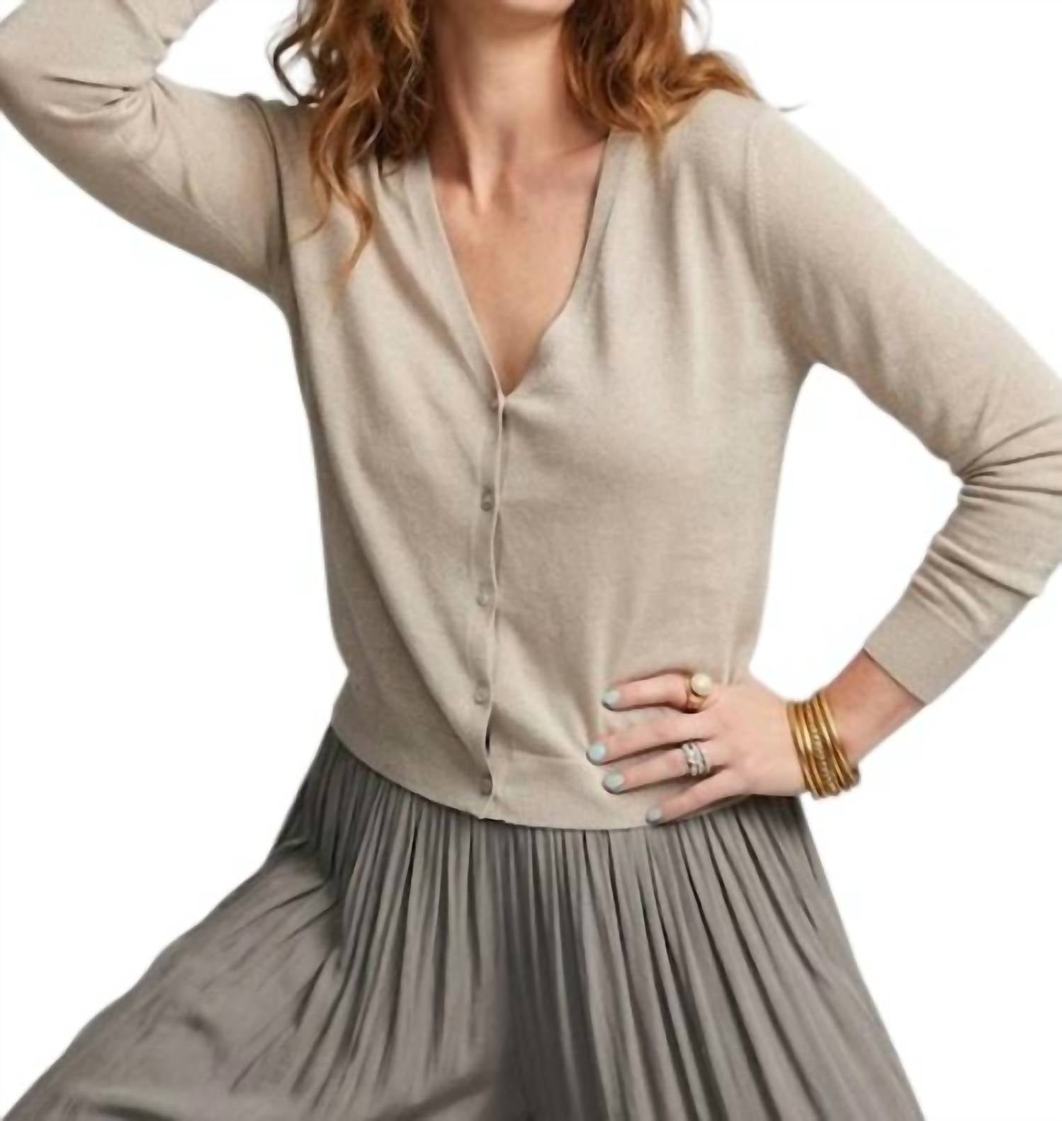 Elle Grey - Fine Gauge V-neck Cardigan