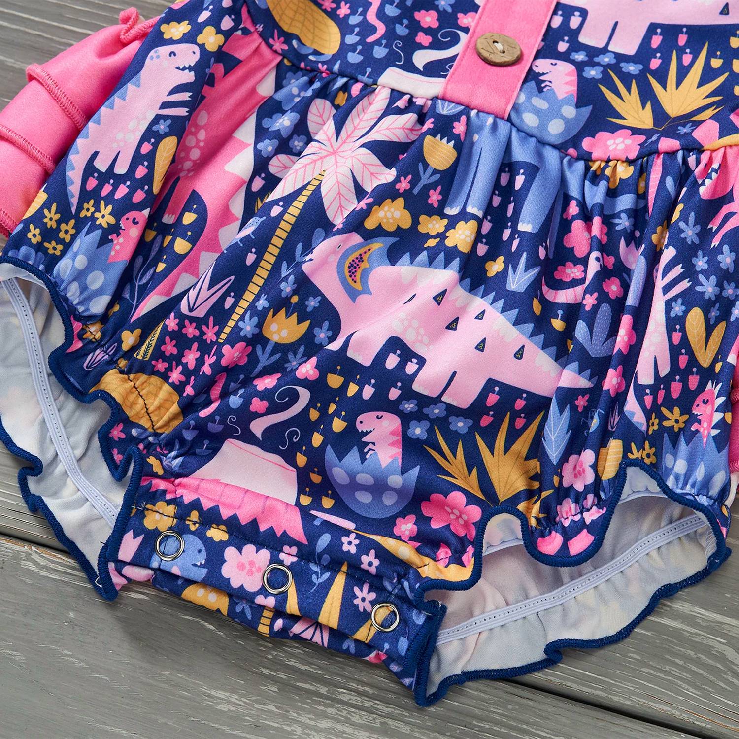 Pete + Lucy - Girls Darling Dinos Infant Romper