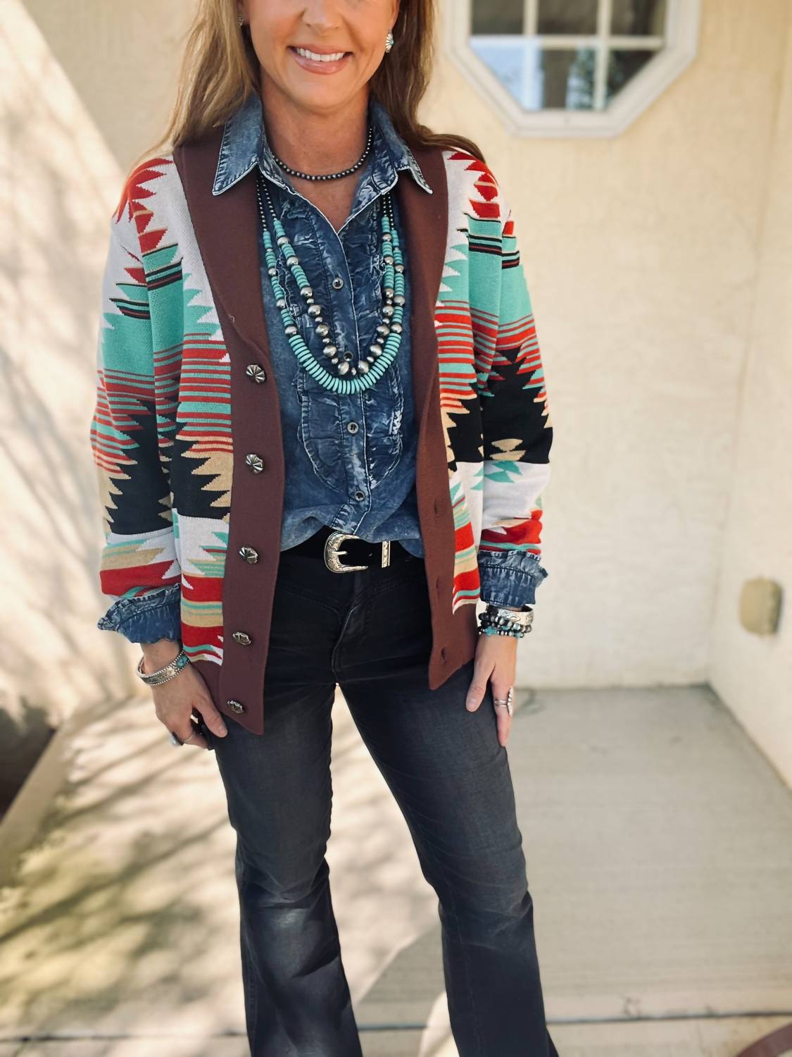Doe and Rae The Dusty Denim Top in blue - women's blouse - view 8