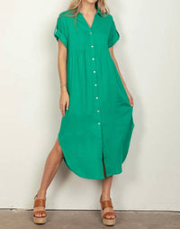 Very J - Oversized Solid Linen Woven Midi Dress