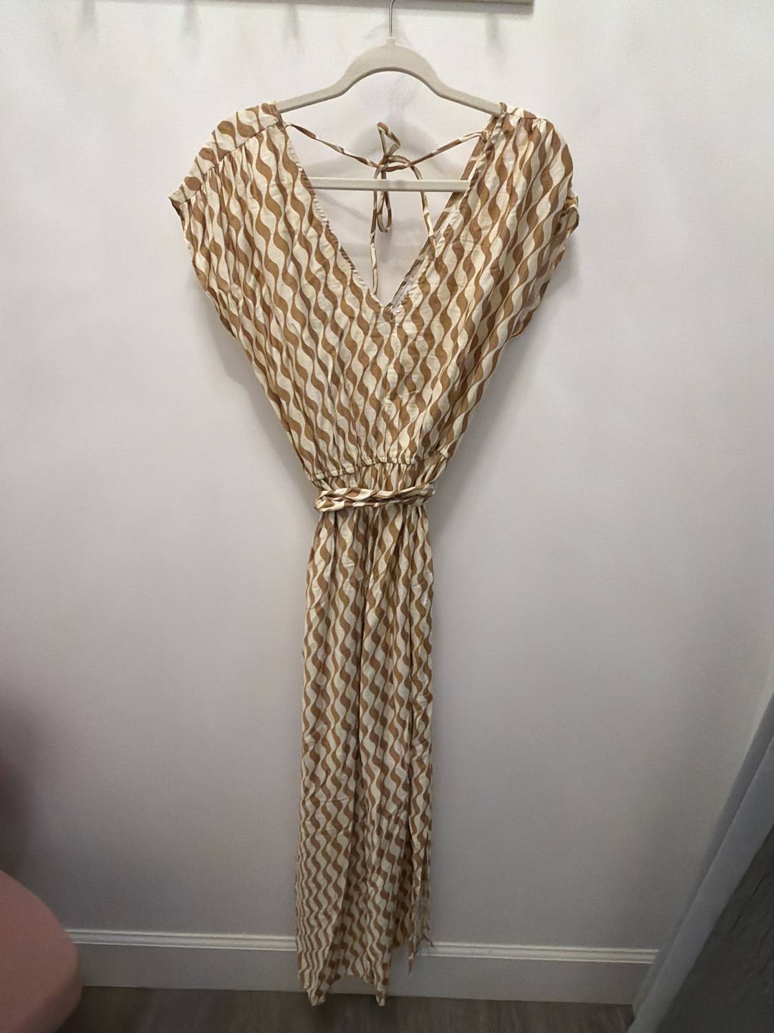 Sage The Label - Braided Belt V-neck Midi Dress