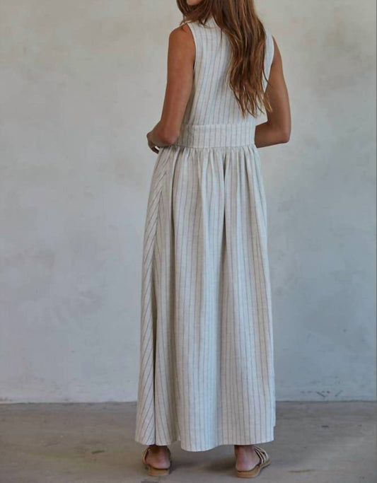 By Together - Skylar Linen Cotton Striped Maxi Dress