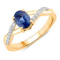 Diana M Jewels - Women's Oval Natural Blue Sapphire Fashion Ring (1.04 Ct) - Petite