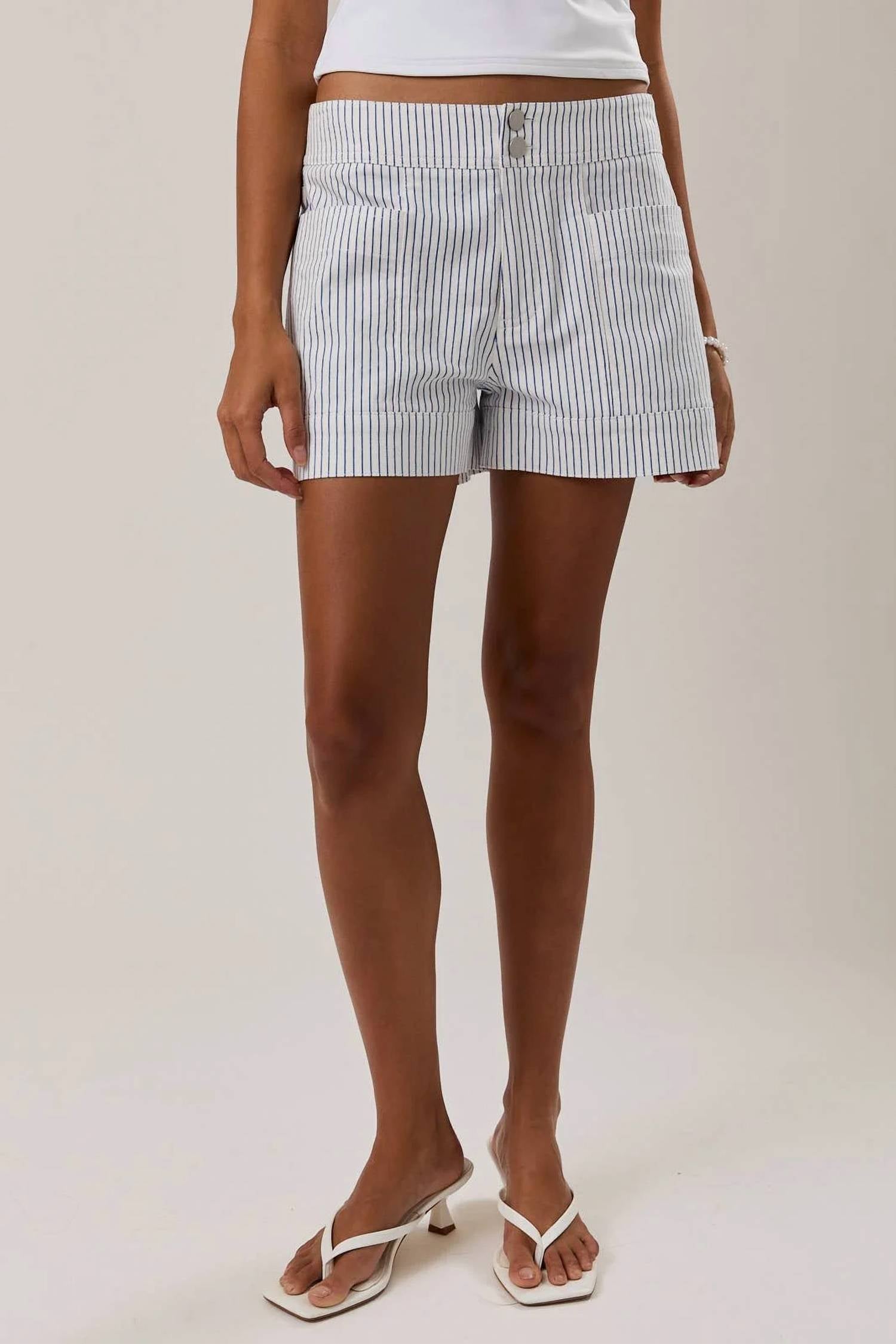 Le Lis - Mid Rise Stripe Shorts