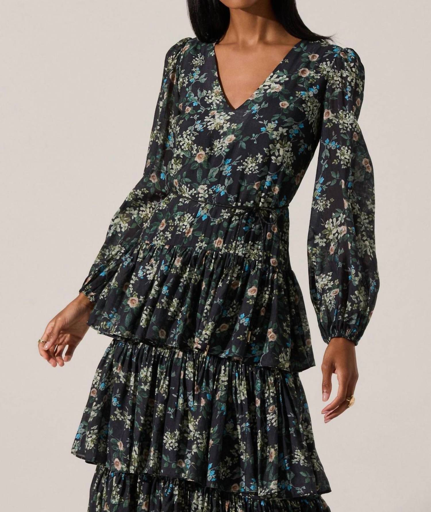 Astr - Franchesca Tiered Ruffle Floral Maxi Dress