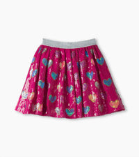 Hatley Girl's Heart Sequin Skirt in pink - kids' skirt - alternate view