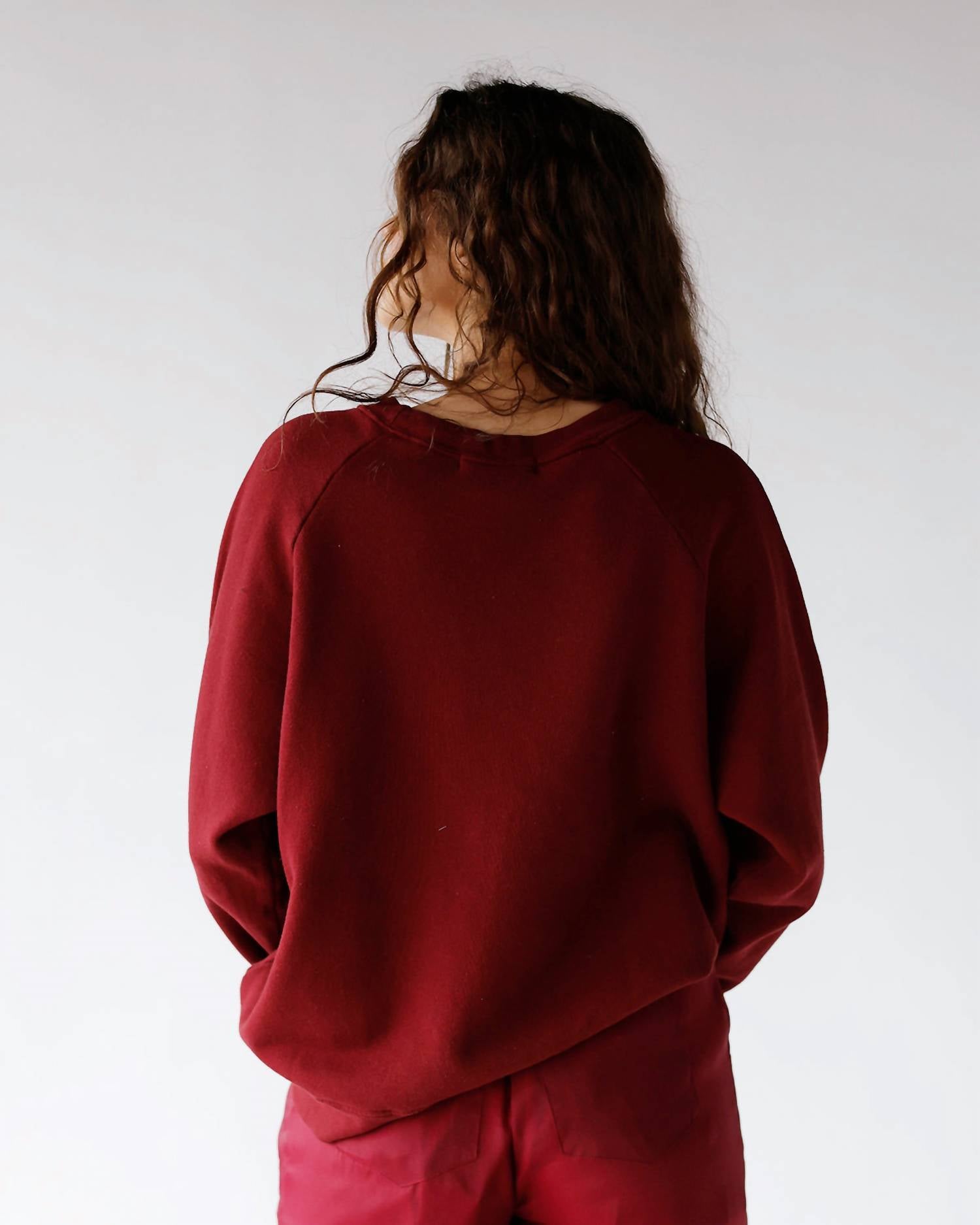 DAYDREAMER Bruce Springsteen Vintage Raglan Sweatshirt in dark cherry - women's top - detail view
