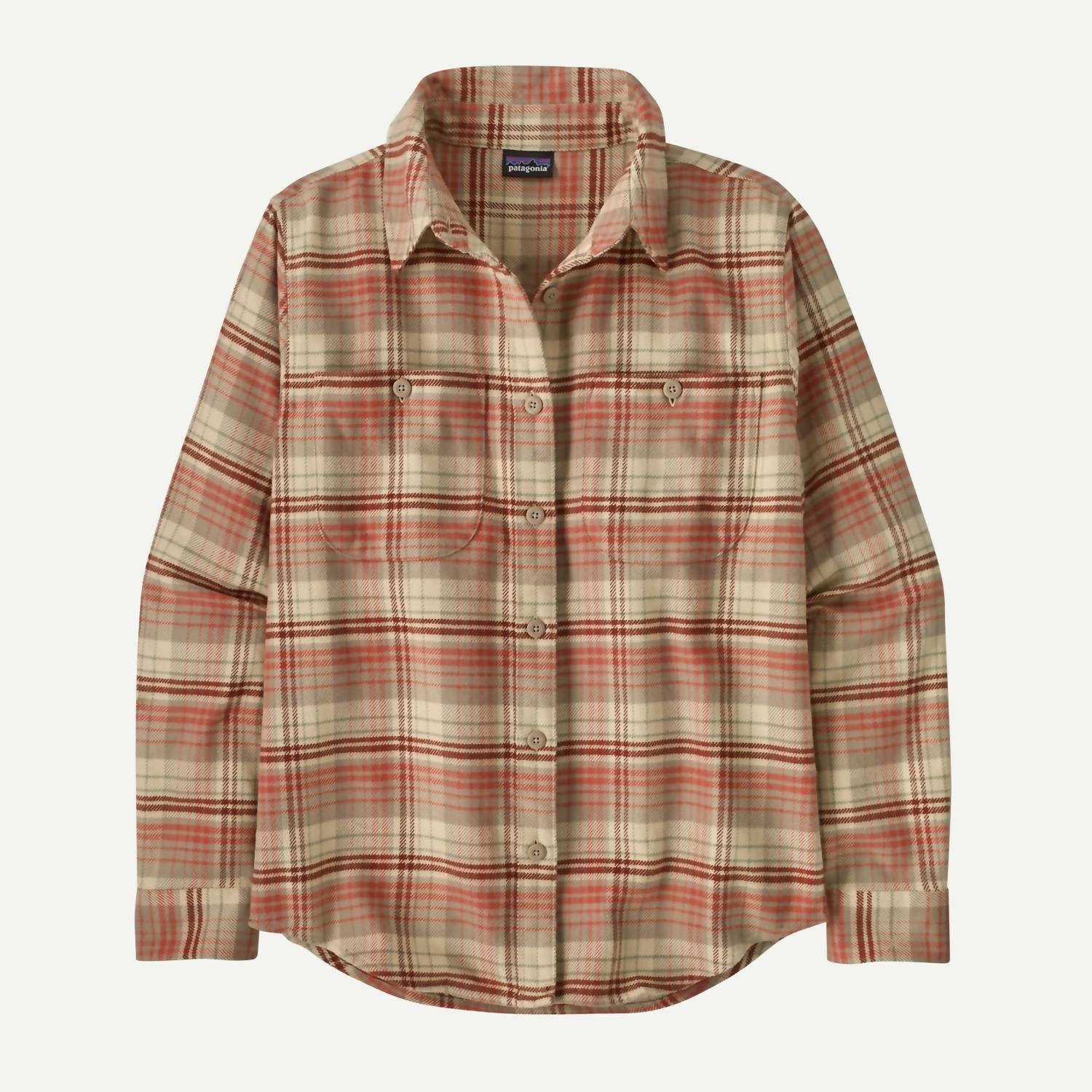 Patagonia Fjord Flannel Shirt in river plaid potters red - women's long sleeve top - alternate view