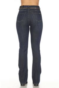 Joseph Ribkoff - Belted Chain High Rise Bootcut Jeans