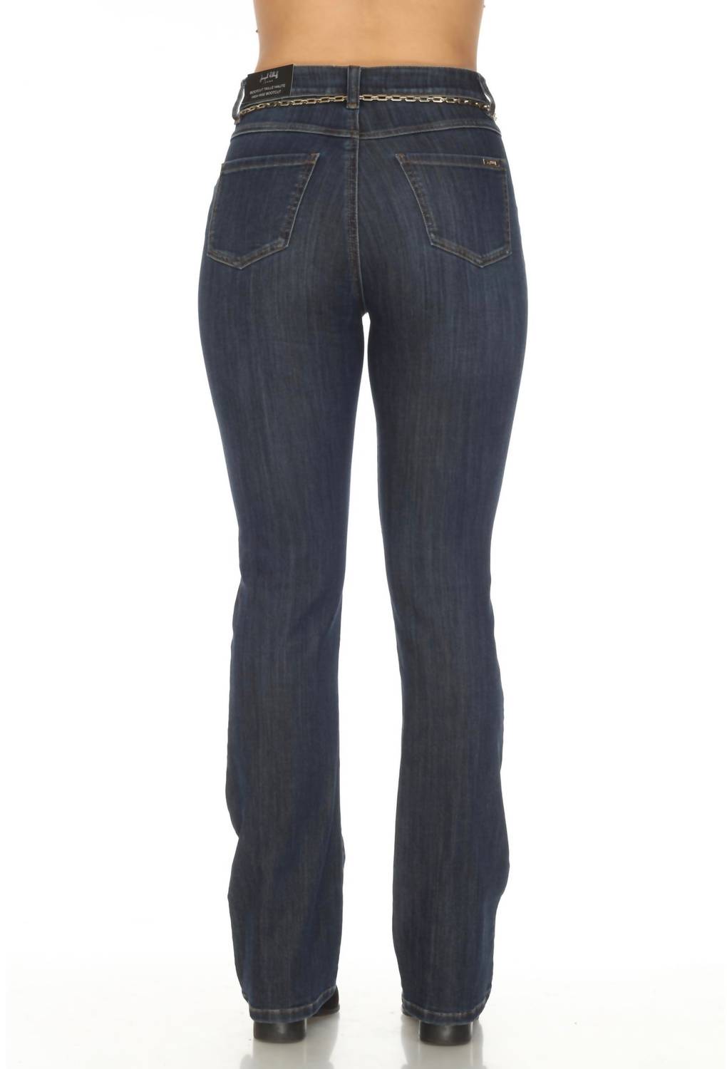 Joseph Ribkoff - Belted Chain High Rise Bootcut Jeans