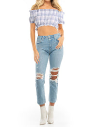 Beach Riot Paige Top in gingham - women's shirt - detail view