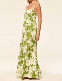 Misa Los Angeles Carmela Dress in green goddess poplin - women's dress - detail view
