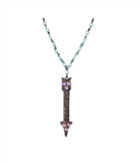 Pink Panache Women's Pearl Chain Linked Fearless Stamped Arrow Necklace in multi - women's jewelry - detail view