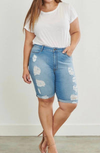 Vibrant M.I.U - Distressed Bermuda Shorts - Plus