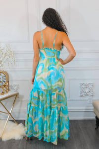 Surelymine - Swirl Pattern Maxi Dress