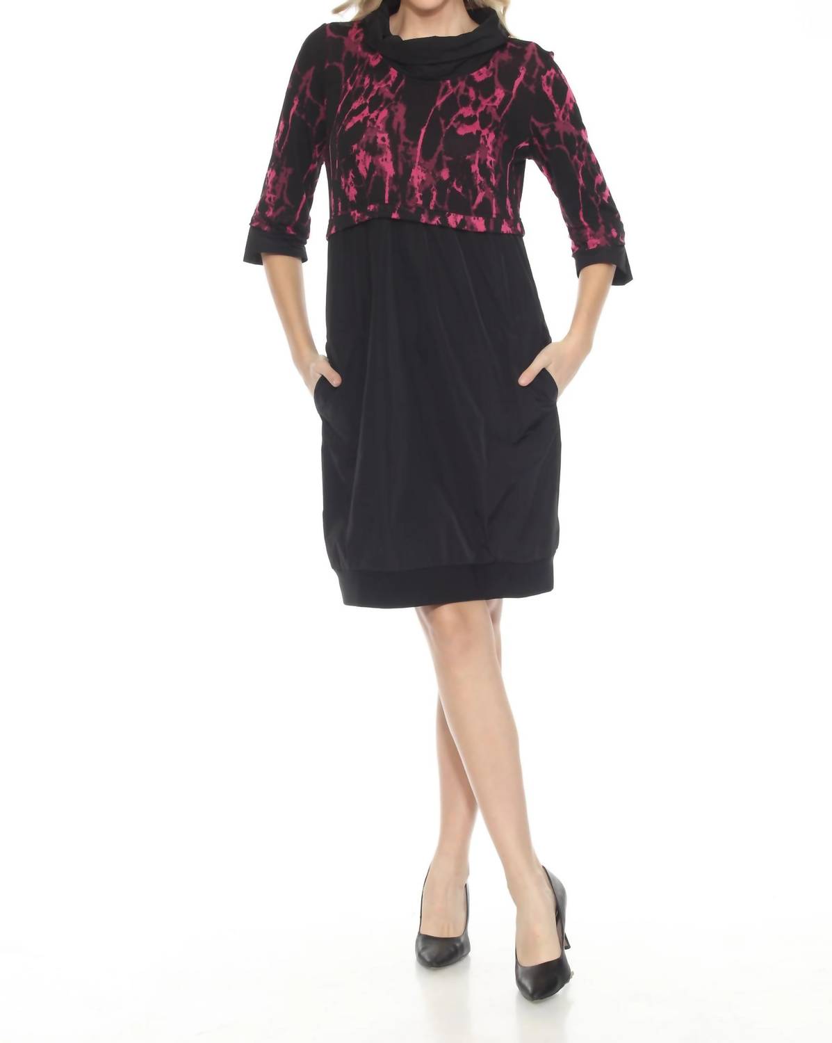 Joseph Ribkoff - Abstract Print Cowl Neck Cocoon Dress
