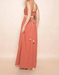 Fore Collection - Braided Strap Gold Beadin Cut Out Waist Maxi Dress