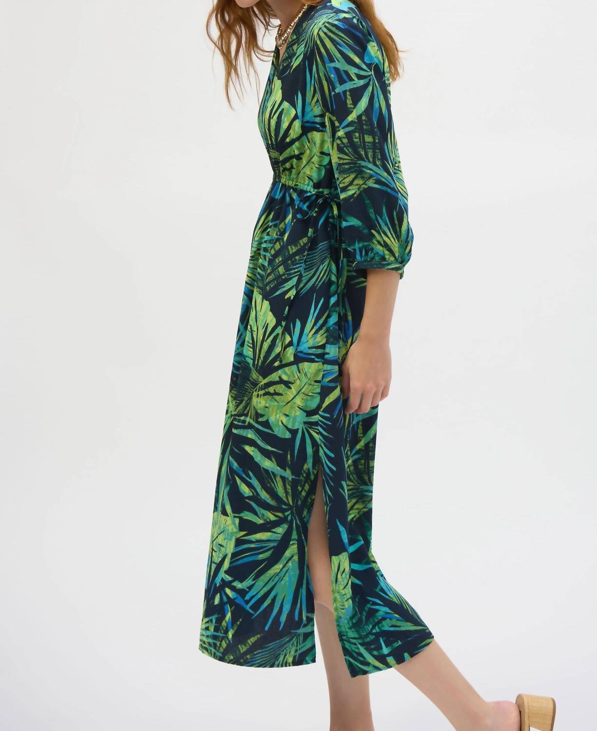 Joseph Ribkoff - Tropical Print V-neck Midi Dress