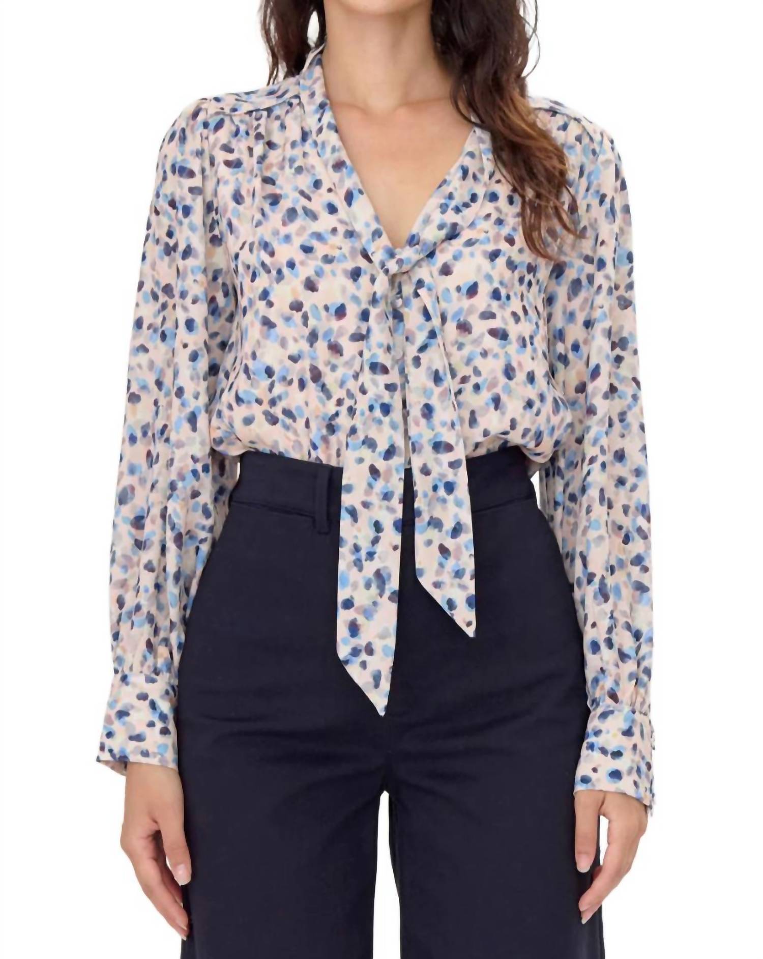 Greylin - Edna Printed Tie Neck Blouse