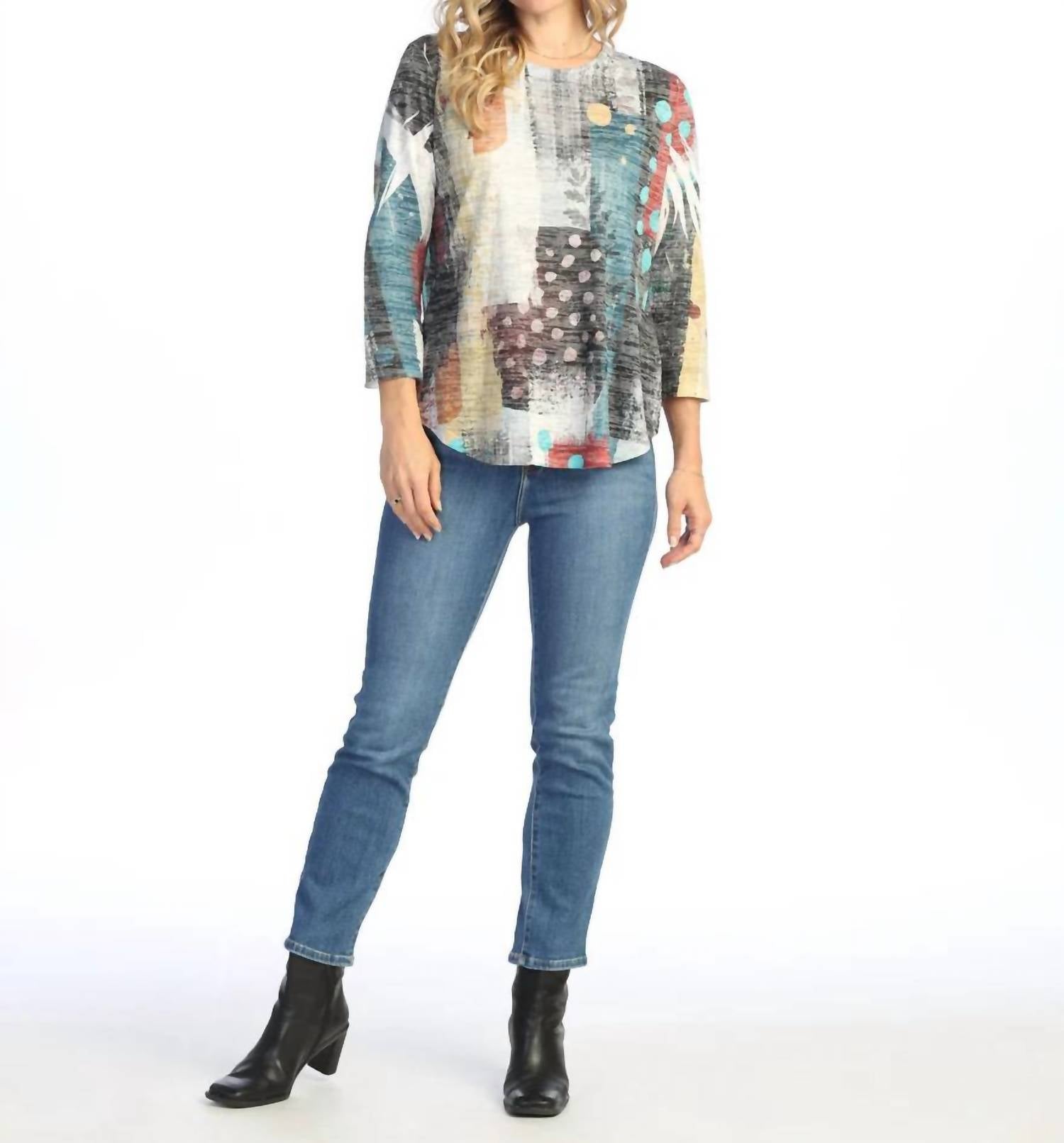 Jess & Jane - Burnout Rounded Hem Top