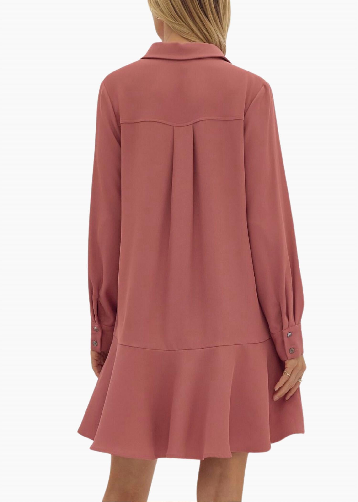 entro Darcy Flutter Mini Dress in mauve - women's dress - detail view