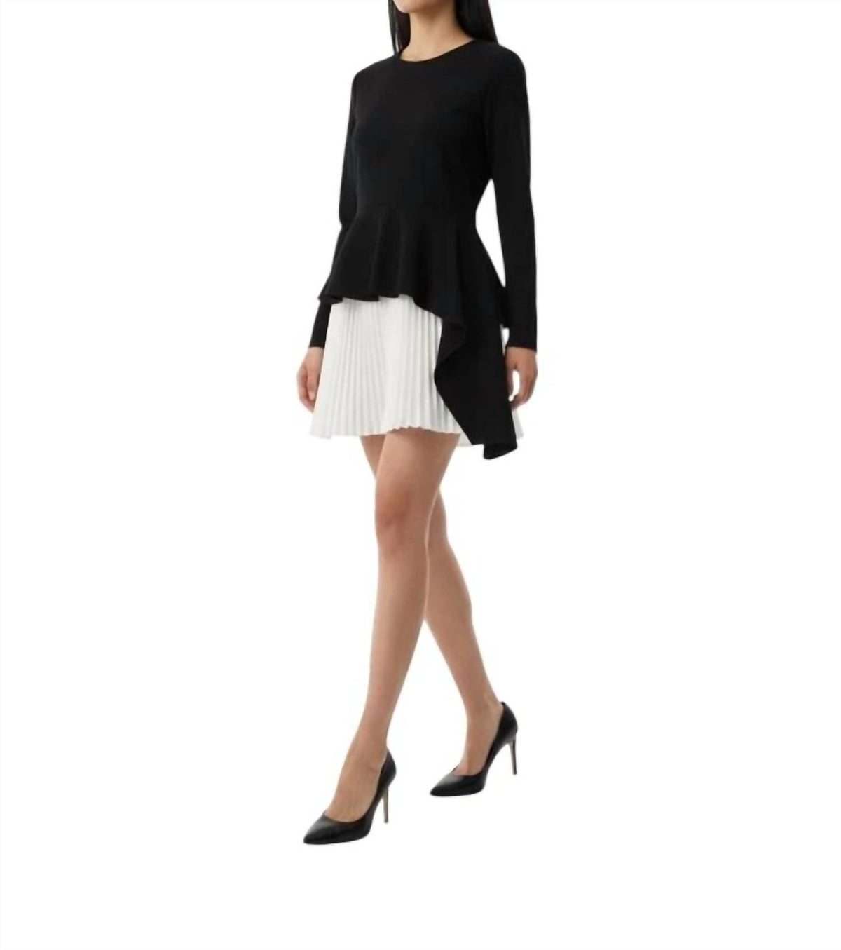 Jonathan Simkhai - Layered Peplum Knife Pleat Mini Dress
