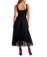 ELAN Tulle-trim Scoop Neck Dress in black - women's dress - alternate view