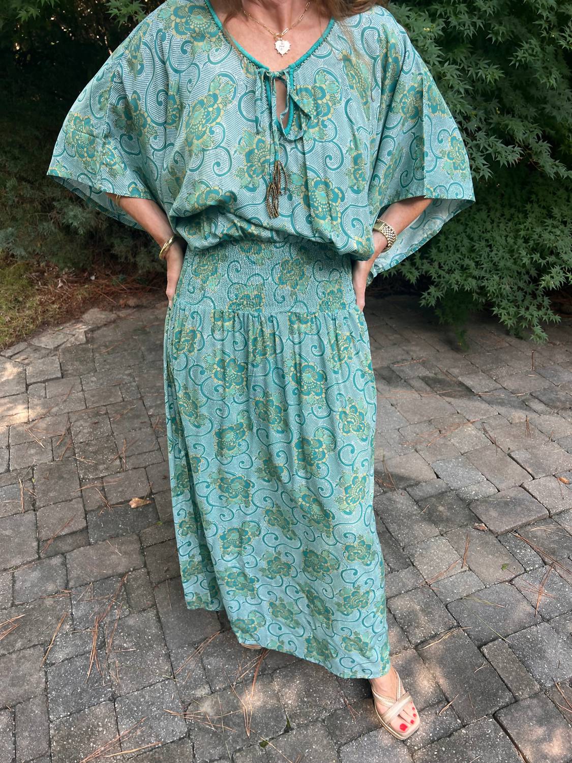 Romi The Brand Batik Butterfly Dress in green - women's dress - alternate view