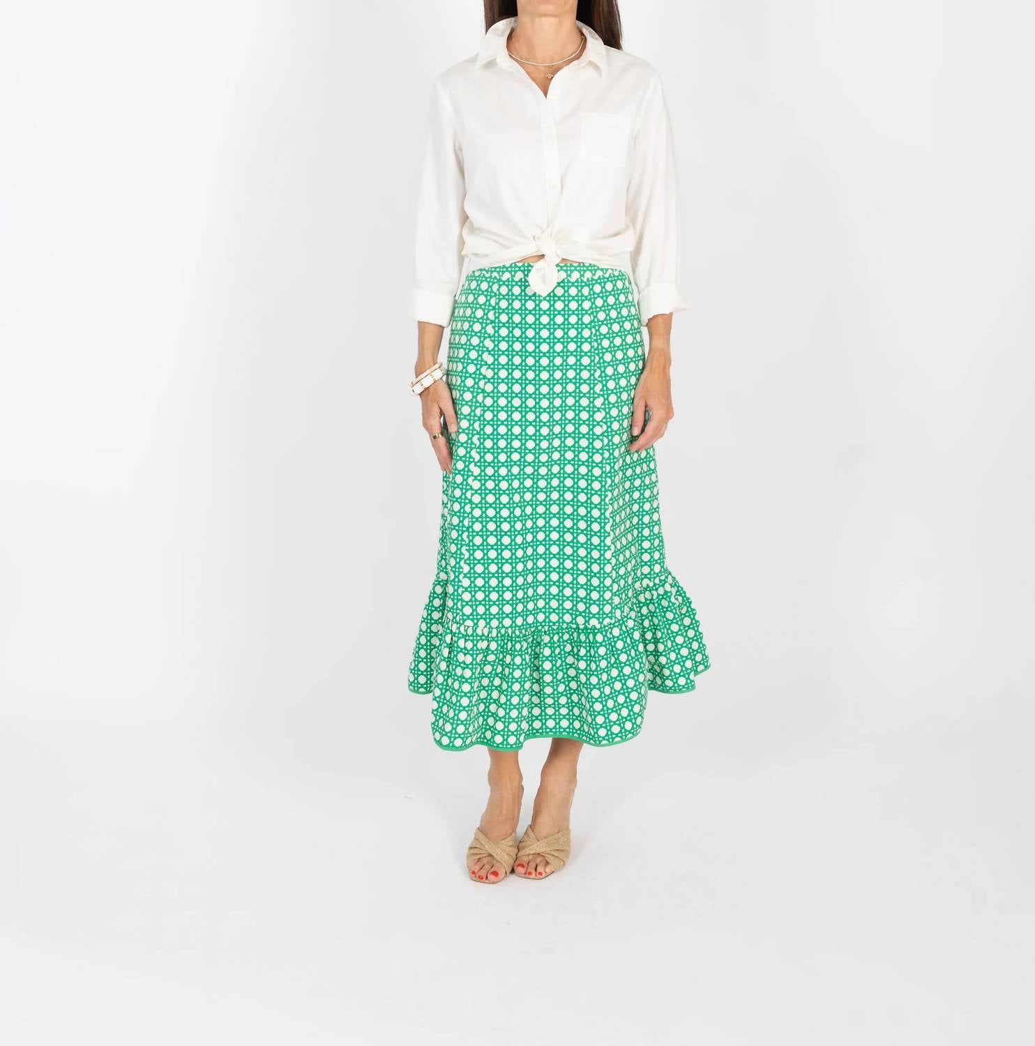 Garland Bags Addie Skirt in green cane - women's skirt - detail view