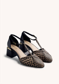 Gioseppo Women's Boyne Braided Leather Heeled Shoes in black - women's heels - detail view