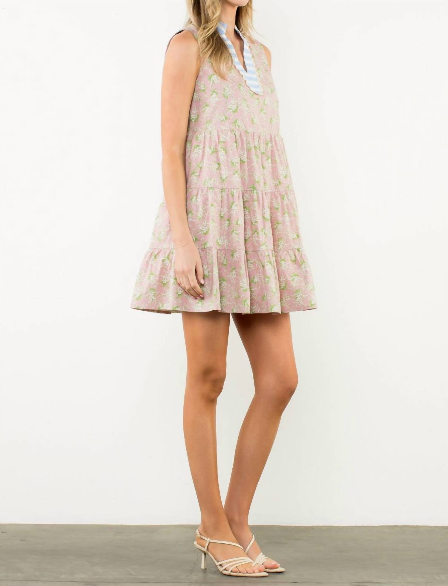 THML Sleeveless Flower Dress in beige - women's dress - view 4