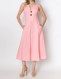 ZETAYE Celeste Linen Cotton Midi Dress in pink - women's dress - view 4