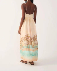 Dress To - Tropical Embroidered Bodice Maxi Dress