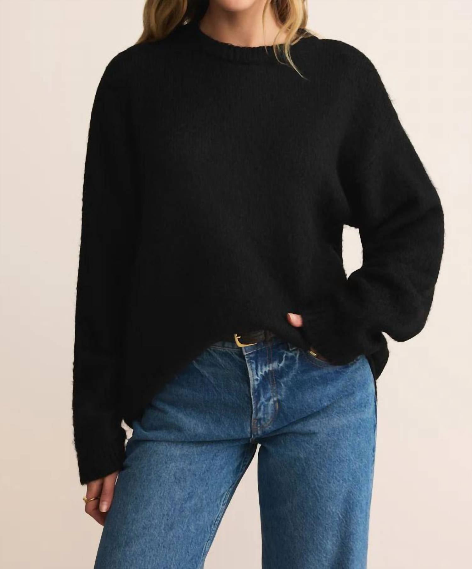 Z Supply Snowed Crewneck Sweater in black - women's sweater