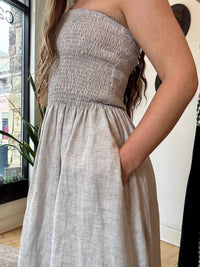 NARY Tube Midi Sundress in gray stripe - women's dress - alternate view